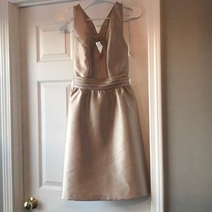 Adrianna Papell champagne bow cutout back dress